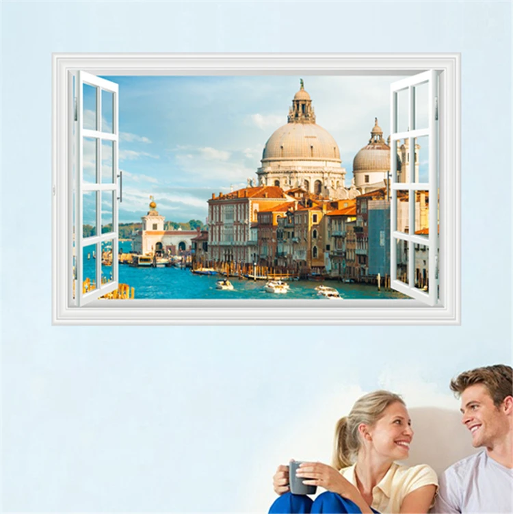 

3D Effect Window WALL STICKERS VENICE Castle Sticker Art Vinyl Decal Decor Mural 380