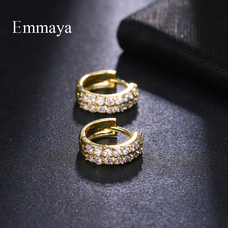 Золотые серьги EMMAYA с круглым Цирконом класса ААА для женщин|Серьги-гвоздики| |