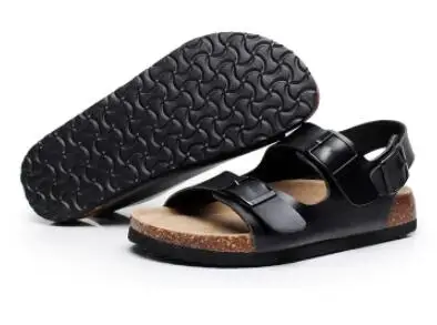 black 2 FeiYiTu/Новые летние пляжные сандалии пробковые повседневные мужские сандалии с пряжками обувь на День святого Валентина Размеры 35-44, черные, белые, коричневые, бежевые - Цвет: black 2