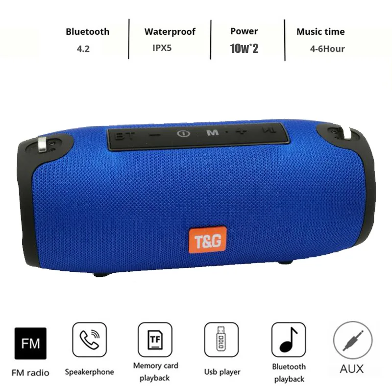 Портативная Bluetooth колонка 40 вт беспроводная с басами стерео hi fi сабвуфер fm радио