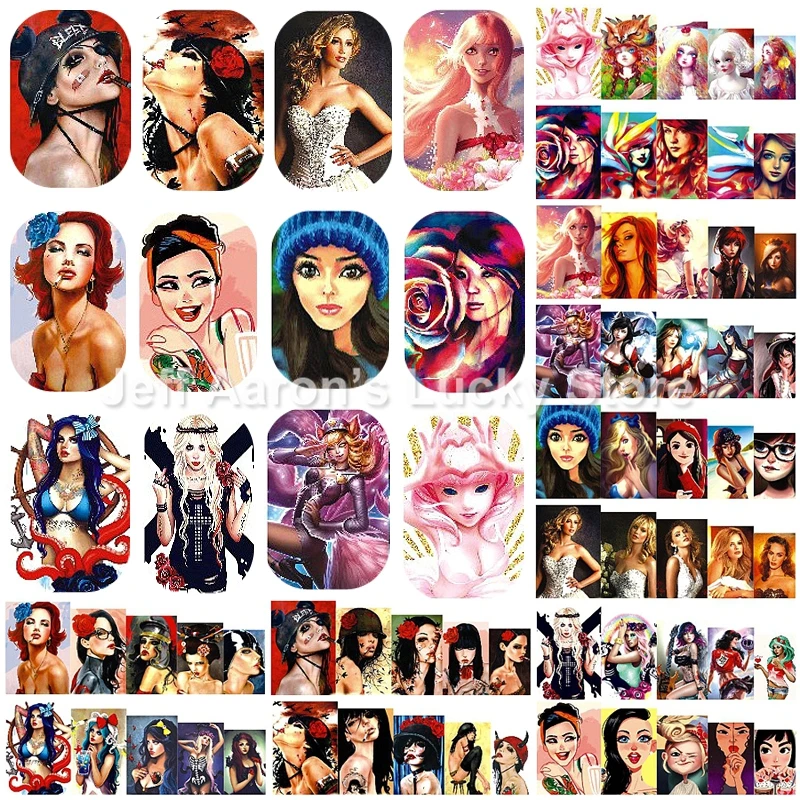 

12 Sheets Beauty Water Transfer Nail Art Stickers Decals Nails Decorations Manicure Tools Fashion Girl Design A985996