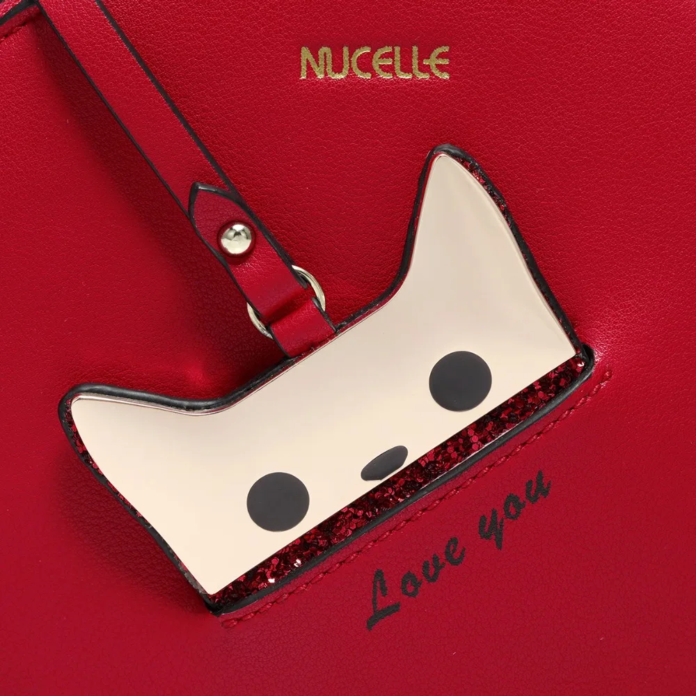 Nucelle бренд Для женщин кожа Сумки Дамская Мода Cat Messenger Tote кошелек женский Цепи