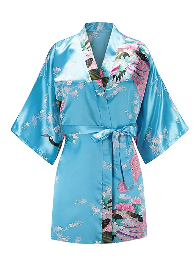 Женская ночная рубашка FZSLCYIYI зеленое мини кимоно банный халат Пижамный костюм из