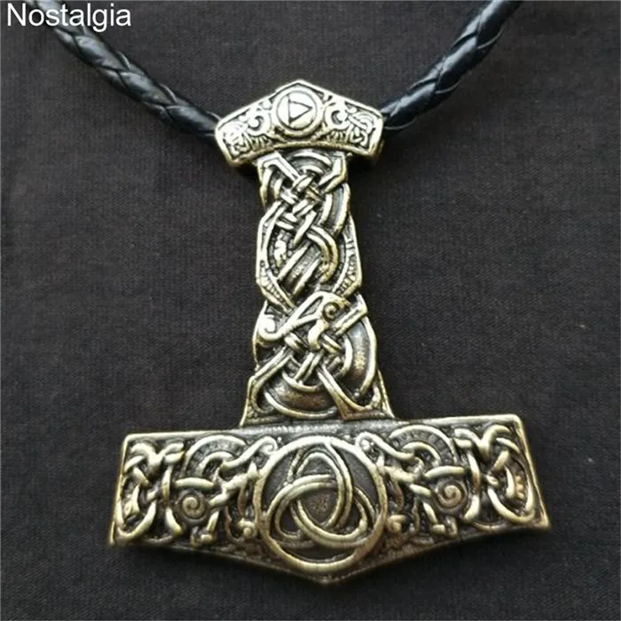 Rope Chain Bronze Готический Тор молоток кулон колье с кулоном в стиле викингов для мужчин и женщин ирландская троица узлы ювелирные изделия-талисманы - Окраска металла: Rope Chain Bronze