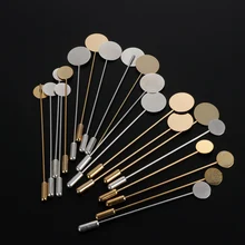Pin largo de aleación de cobre chapado en oro para fabricación de joyas, pin para solapa, vestido, broche básico, 10 Uds.