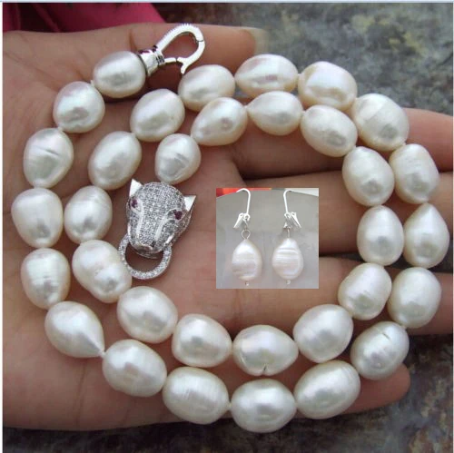 

2017 Fashion 11-13 mm natural white baroque pearl necklace 18a