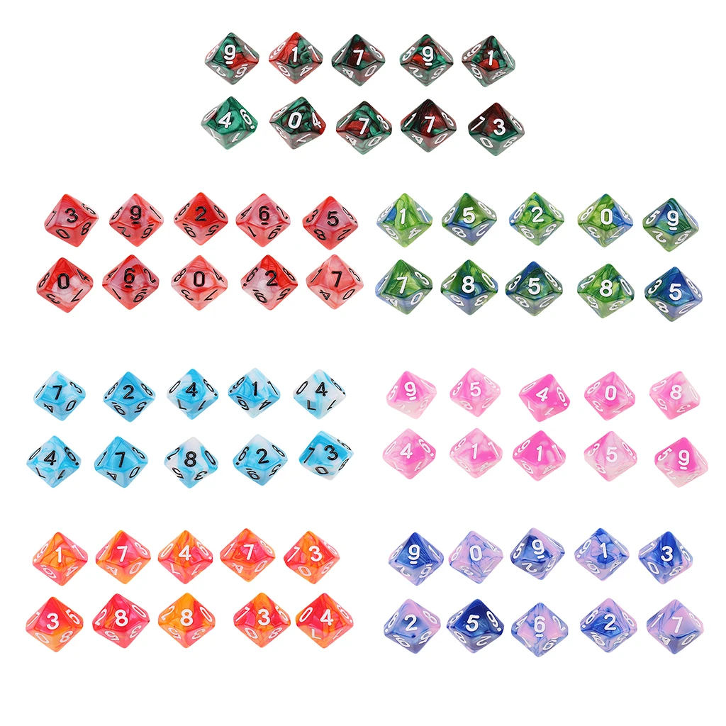 10pcs 10 Sided D10 Polyhedral Dice Double Color for DND RPG MTG Dungeons and Dragons Table Board Games | Спорт и развлечения