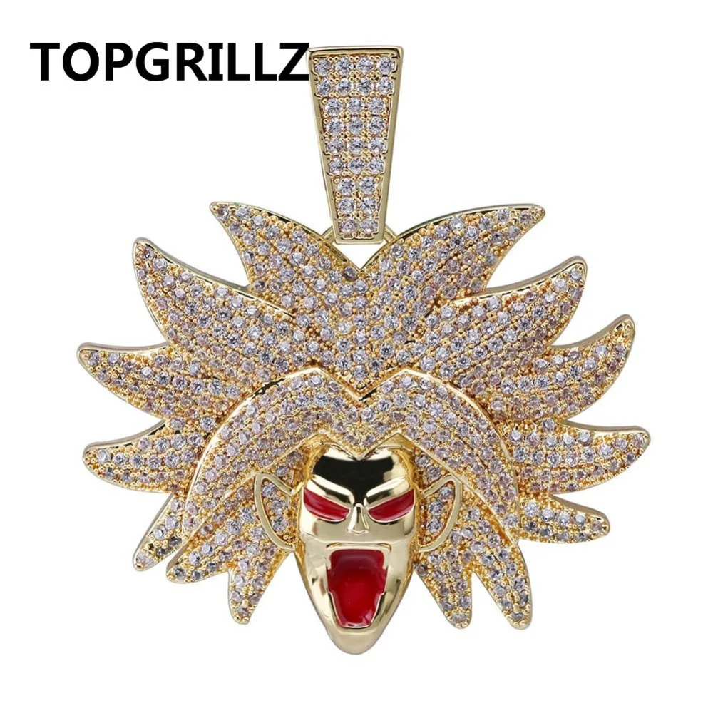 TOPGRILLZ Broly ожерелье с подвеской из Кубического циркония в стиле хип хоп