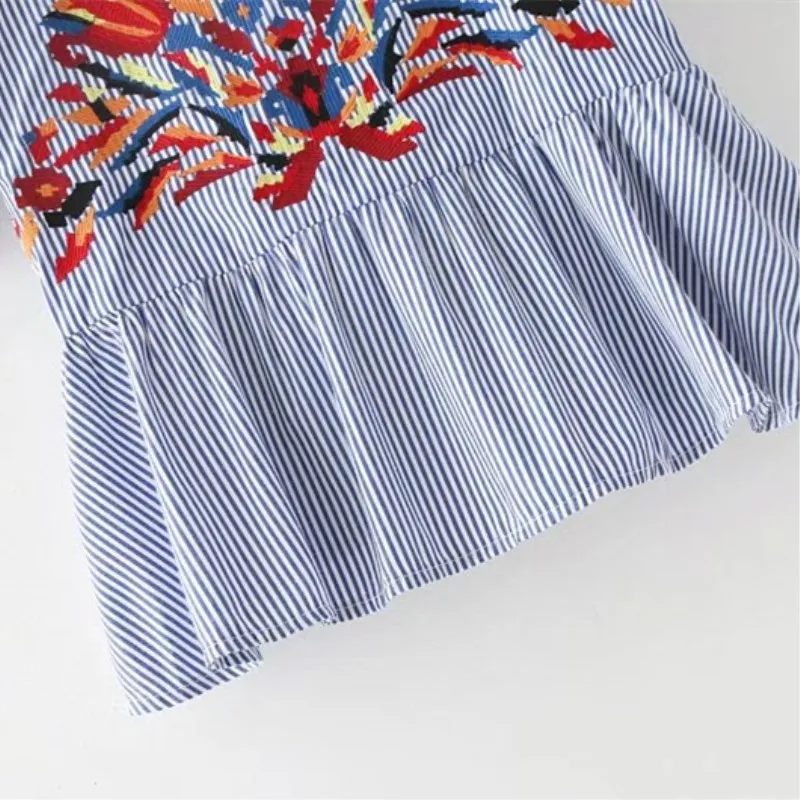 Blusas Femininas Лето Bordada Camisa женская рубашка с вышивкой блузка коротким рукавом в