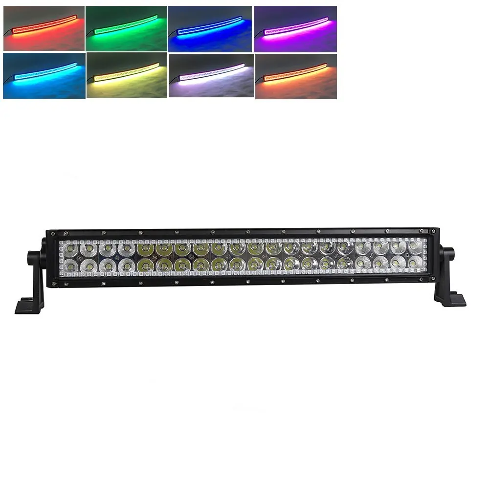22 inch 120W LED Light Bar Straight / Curved RGB HALO Ring color by Remote for Fog Driving Boat Car Truck SUV ATV Off Road | Автомобили и