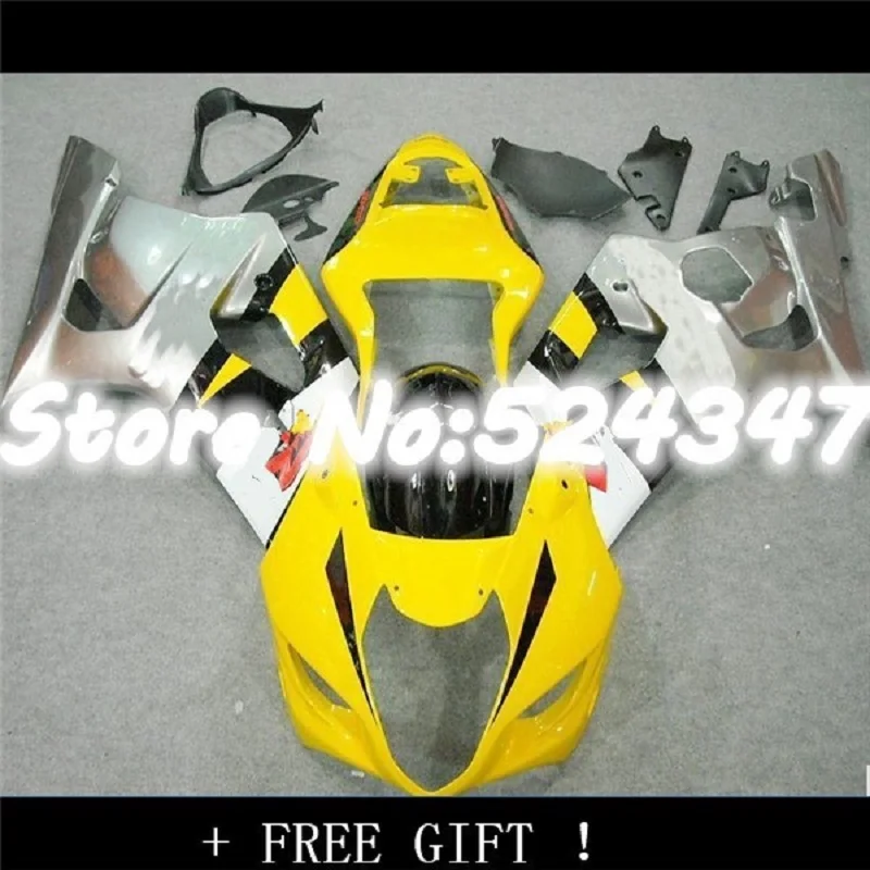 

Injection Nn-For A GSX-R1000 K3 03 04 GSX R1000 K3 Yellow Silver GSXR 1000 2003 2004 GSXR1000 Fairing Kit for Suzuki