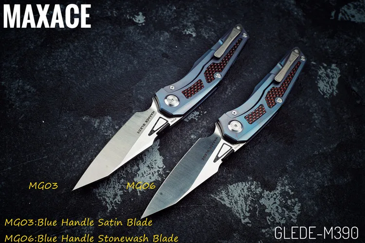 Карманный нож Maxace Glede M390 сатиновое лезвие TC4 титан + ручка из красного углеродного