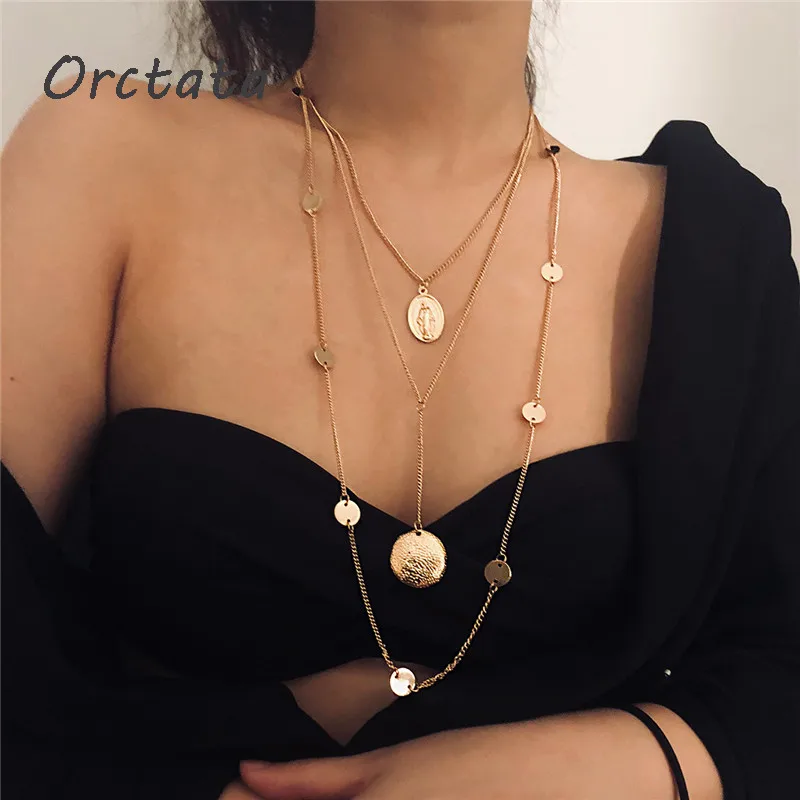 Boho многослойное колье с подвеской в виде буквы для женщин Цвет золотистый