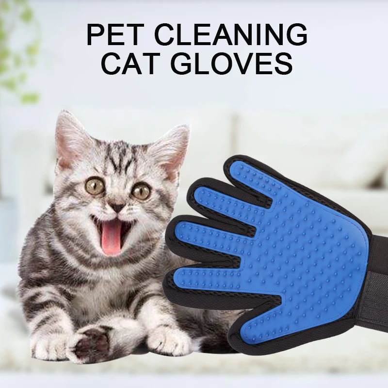 Pet перчатки "Кошка" для животных гребень с рисунком собачки и котика Уход за лошадьми поставить чистящие перчатки Deshedding правая рука щетка для удаления шерсти с сенсорной панелью перчатки