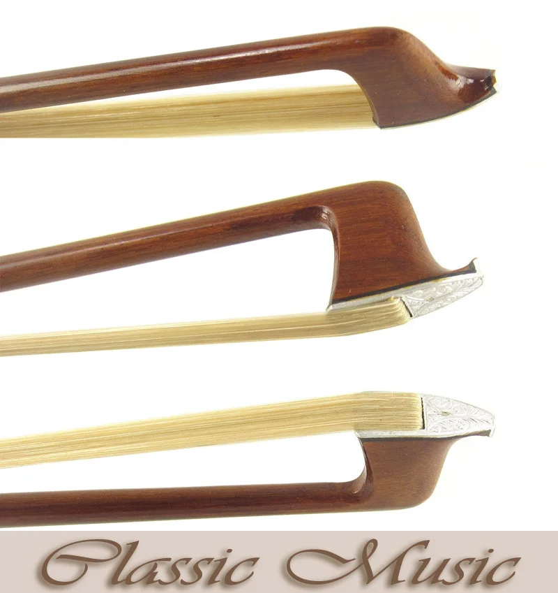 Серебряный бант для скрипки Pernambuco с серебряным кончиком ручной работы (4/4)