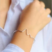 hot popular exquisite silver plated jewelry bracelets personality heartbeat lightning curve female open bracelets sl068