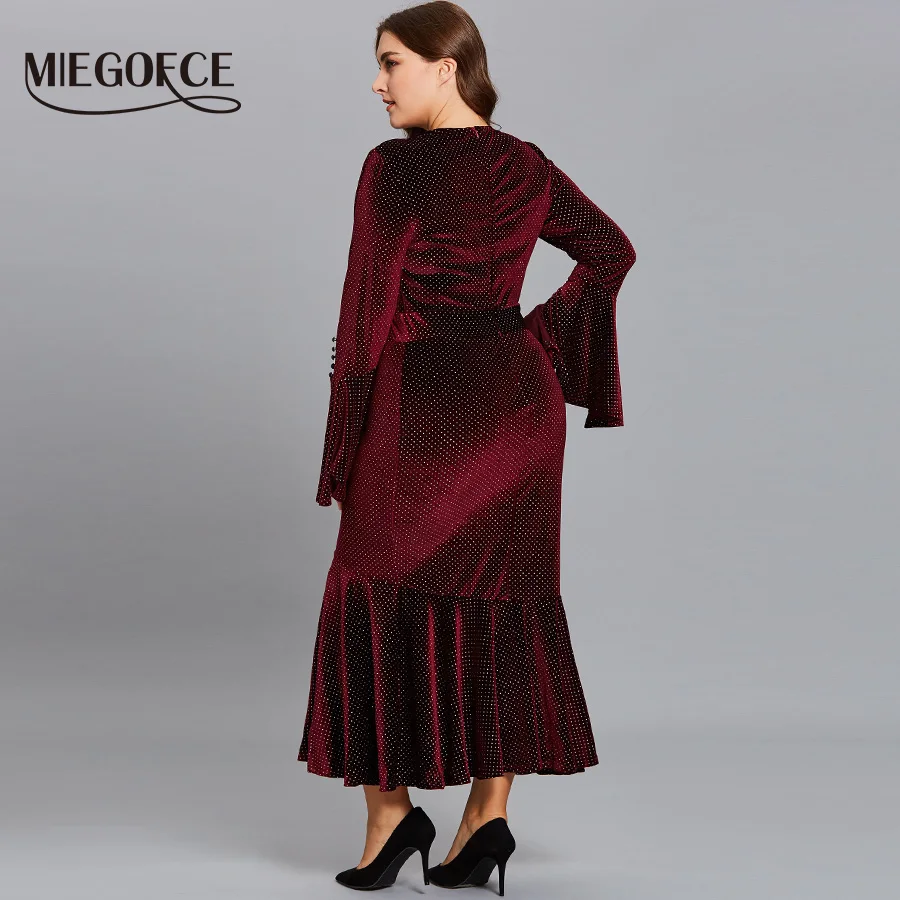 Новая Коллекция от Miegofce 2018 Бархатное Платье Женское Вечернее С О образным