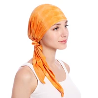 muslim women stretch cotton turban hat cancer chemo beanies head caps bandana pre tied scarf headwear headwrap hair accessories