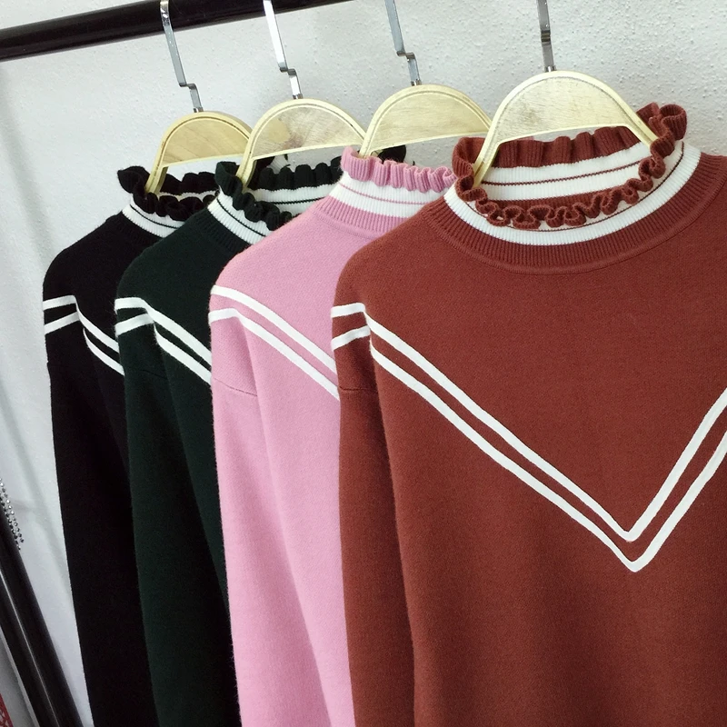 Осенний Новый Модный вязаный свитер с оборками платья для беременных Одежда