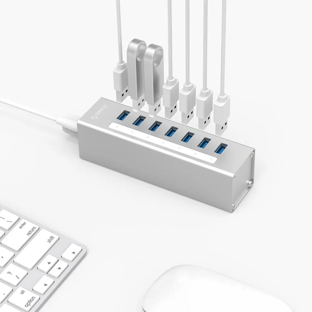 Orico A3H7-V2-SV USB 3,0 концентратор 7 портов 5 Гбит/с Высокая скорость передачи данных для ноутбука AU EU UK US Plug