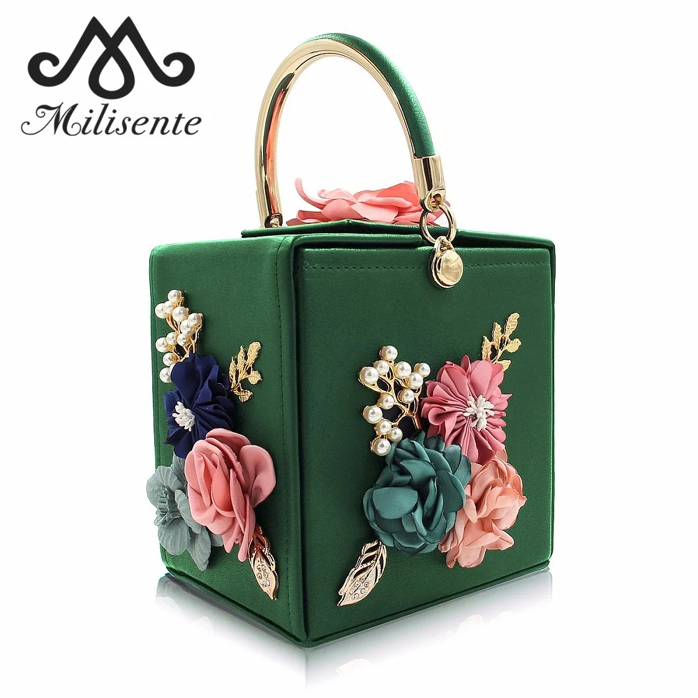 Milisente вечерняя сумочка BS010 для Для женщин Цветочный Squared вечерние кошелек плеча