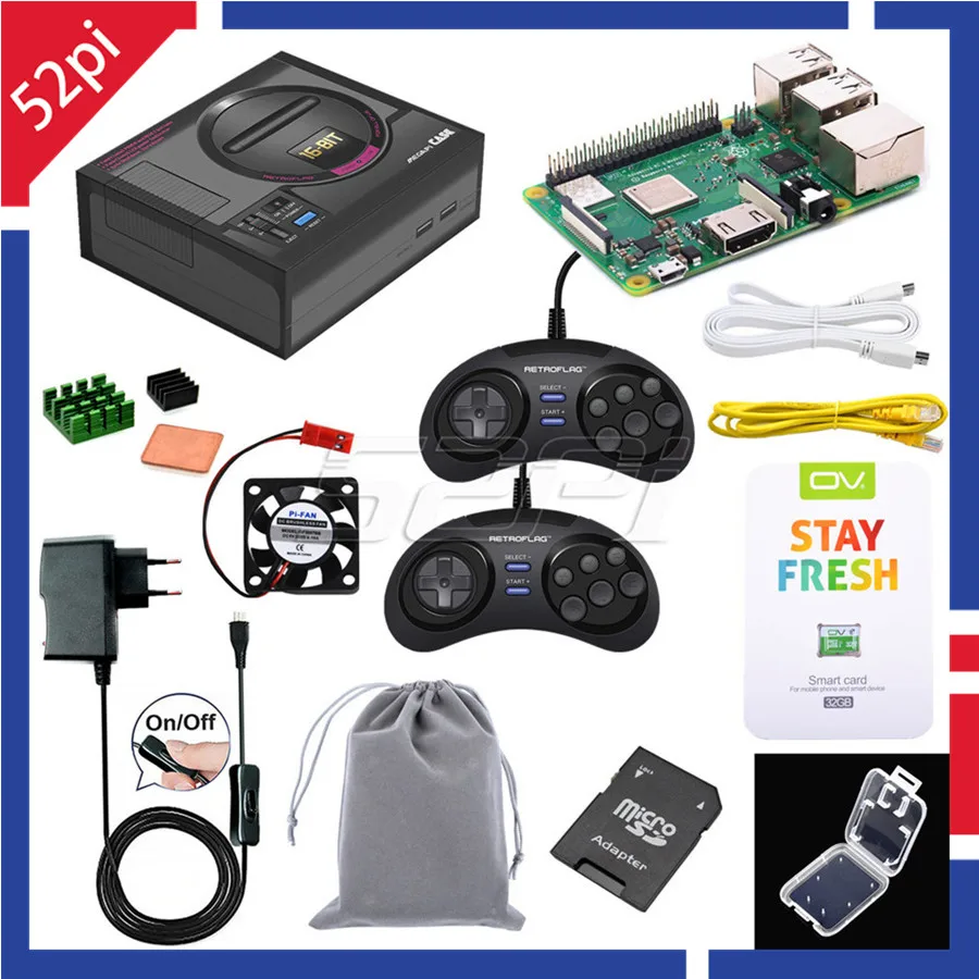 52Pi Retroflag MEGAPi чехол с дополнительным проводным USB игровым контроллером сумка для Raspberry Pi 3B Plus(3B+)/3B