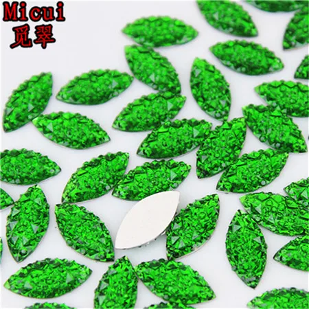 Grass green Micui 100 шт 7*15 мм кристалл смолы стразы конский глаз кристаллы Камни аппликация без горячей фиксации для поделок одежды MC786 - Цвет: Grass green