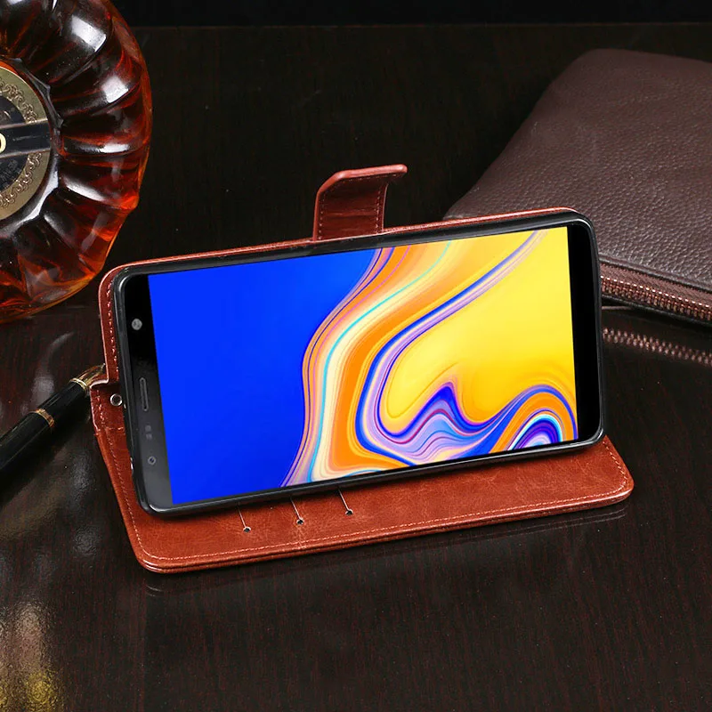 Чехол IDEWEI для Samsung Galaxy J4 + роскошный кожаный чехол телефона Plus J415F защитный