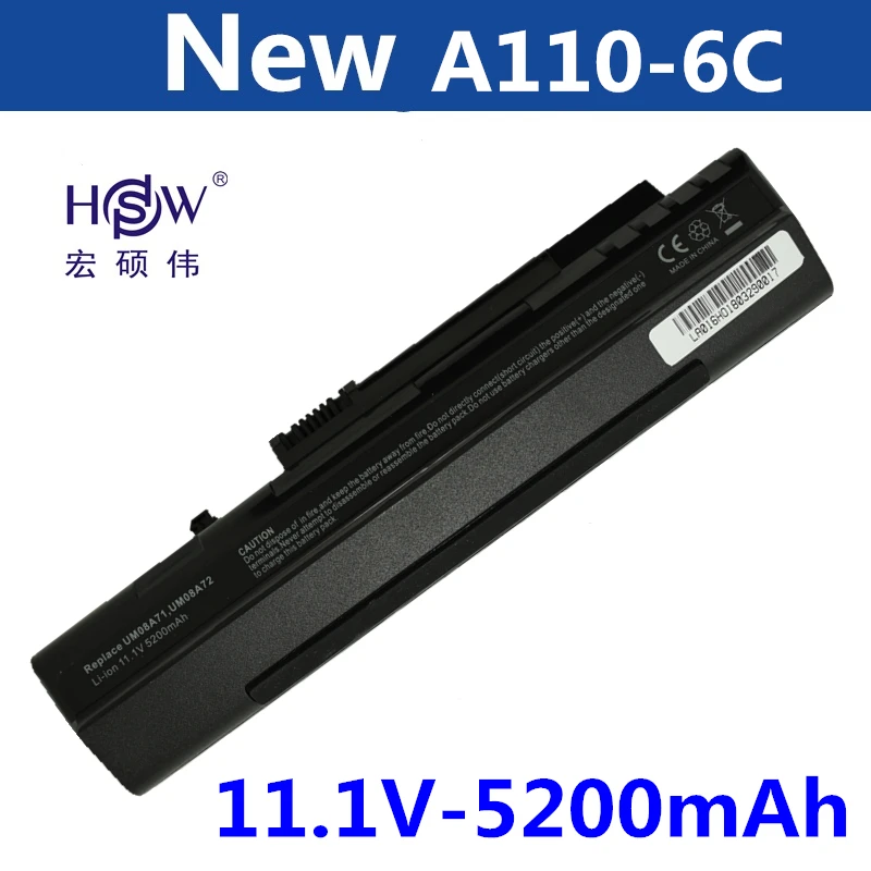 HSW Аккумулятор для ноутбука Acer Aspire One A110 A150 D150 D250 ZG5 UM08A31 UM08A32 UM08A71 UM08A72 UM08A73 UM08B74 UM08A51