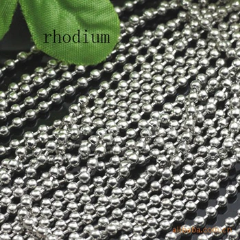 rhodium 10 м/лот 1,2 мм золото/черный/шарик серебряного цвета бусины цепи ожерелье металлические цепочки для медальона для DIY браслеты ювелирных изделий F680C - Цвет: rhodium