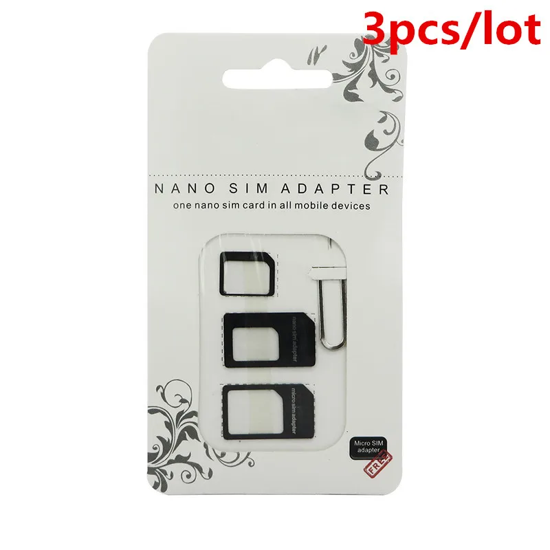 Адаптер для Nano SIM-карты 4 в 1 3 шт. адаптер micro sim с извлекаемым контактным ключом