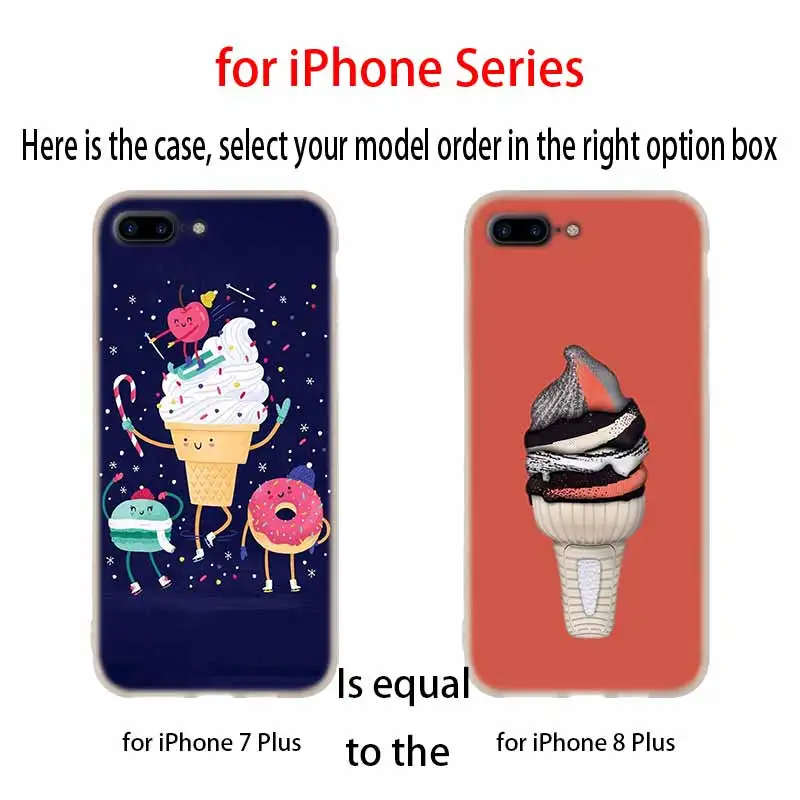 Ice cream Soft Silicone Case For iPhone 13 11 12 Pro X XS Max XR 6 6S 7 8 Plus SE 2020 Mini Cover Etui | Мобильные телефоны и