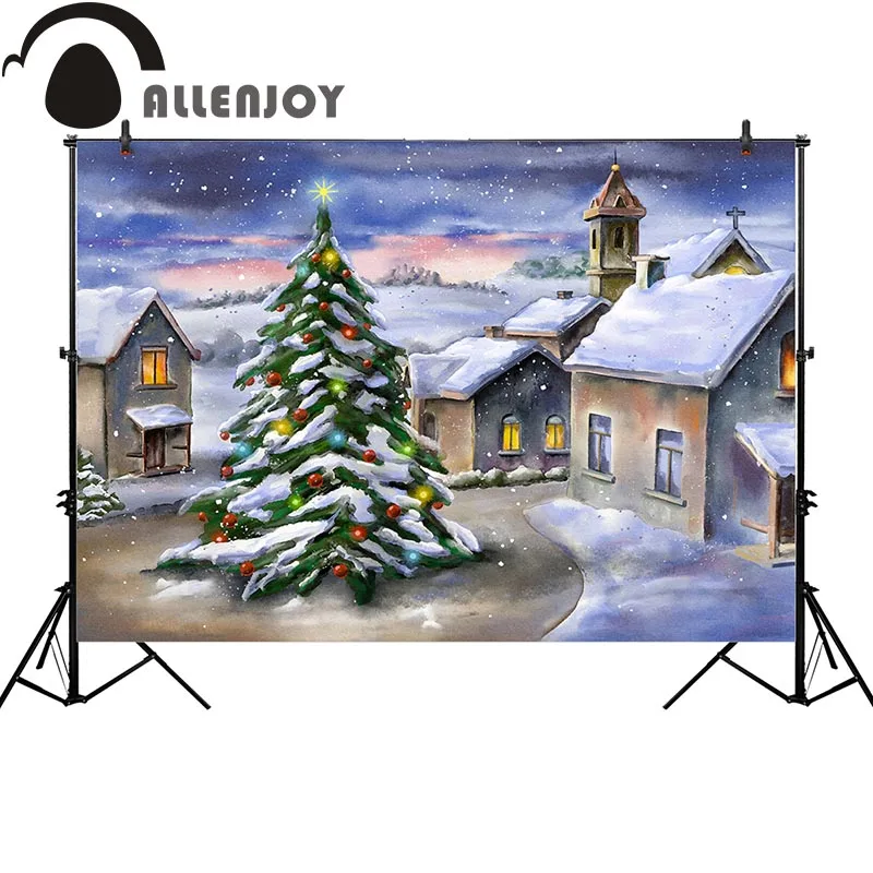 Allenjoy фон для фотосъемки Рождественская сказка зимний маленький городок Снежный