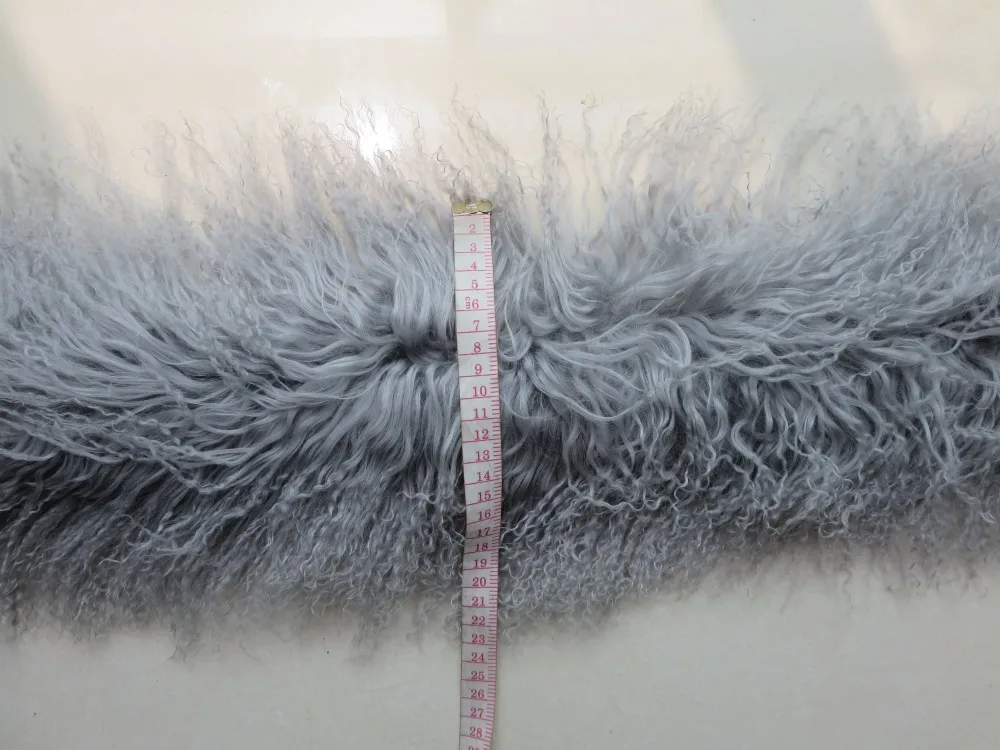 100% Real Lamb whole-skin fur Scarf  with clip  cape Gray