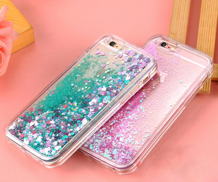 Чехол для телефона с сердечками звездами и блестками iPhone 5 5S SE 6 6S 7 Plus X мягкая
