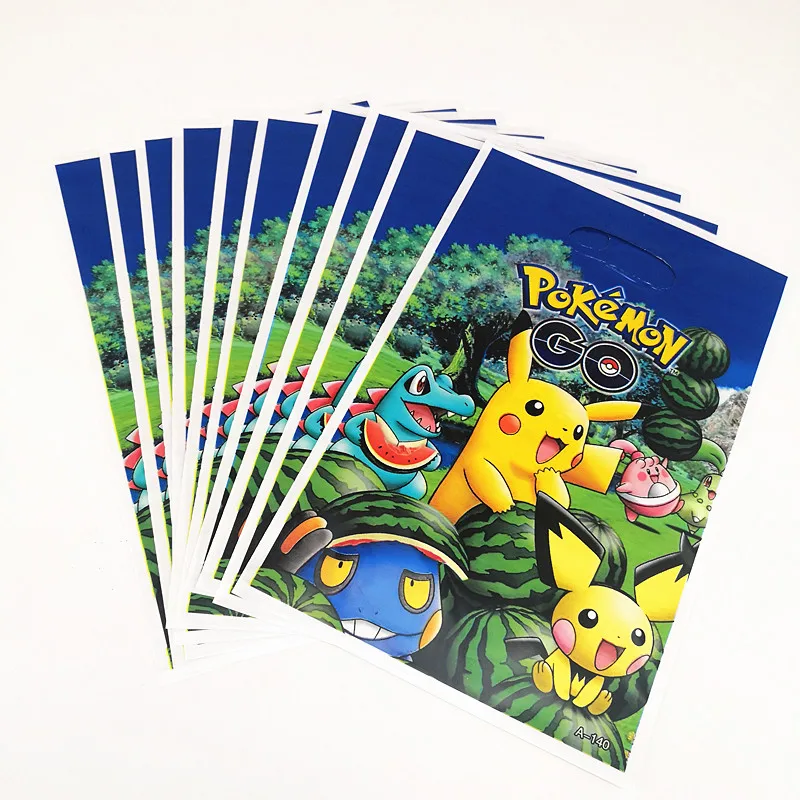 10 шт. 16 5*25 см Pokemon Go пластиковые подарочные пакеты Пикачу мультяшная тема сумка