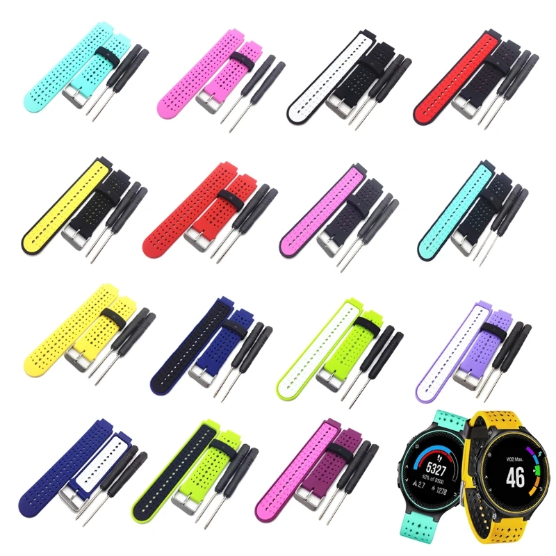 1 Set New OOTDTY Soft Silicone Watch Strap Band For Garmin Forerunner 220 230 235 620 630 Smart Replacement