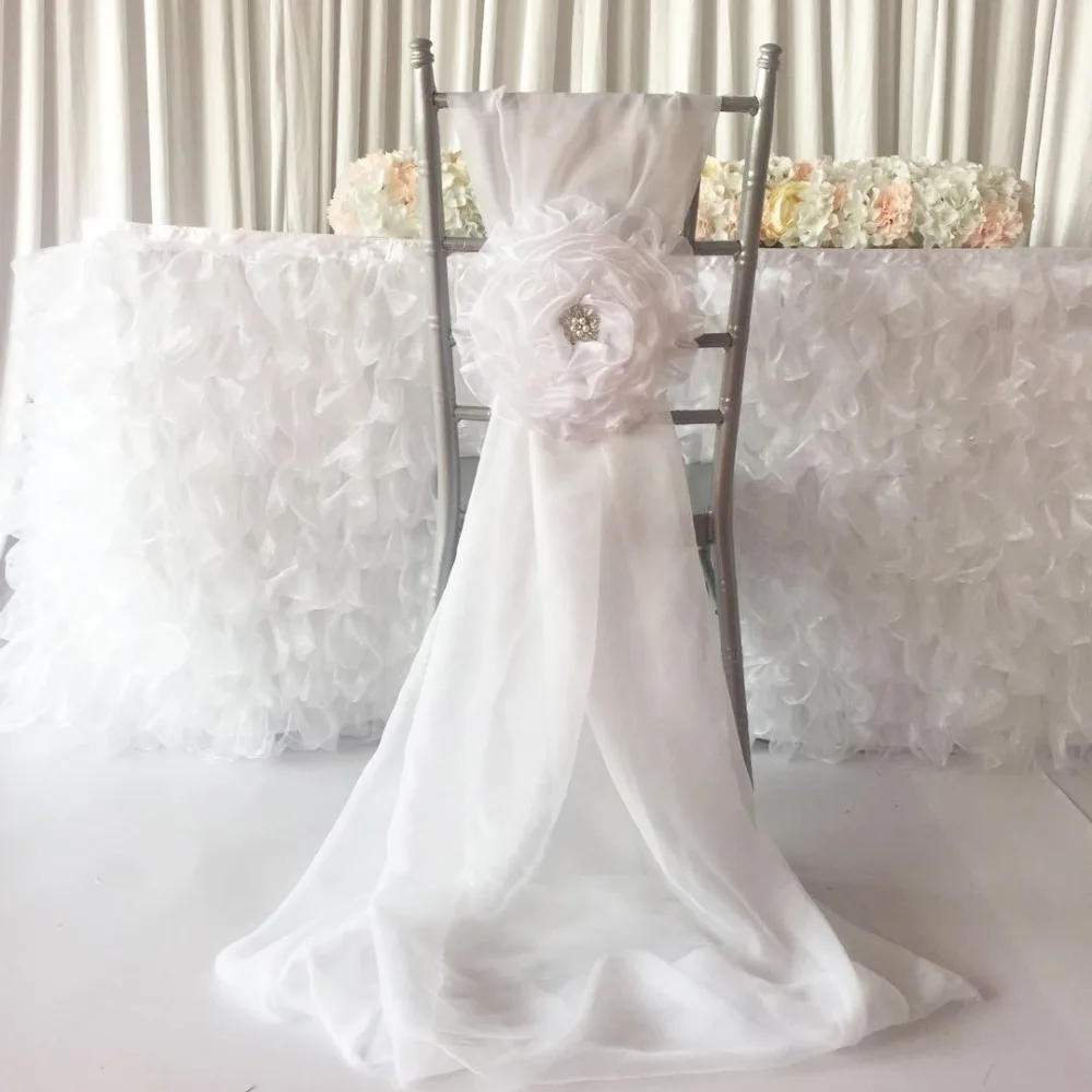 2018 Новый дизайн 100 шт. Бесплатная доставка белый цветок Chiavari чехол для стула с