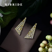 hibride luxury popular geometric design stud earring mirco paved aaa cubic zircon women wedding earring fashion jewelry e 420
