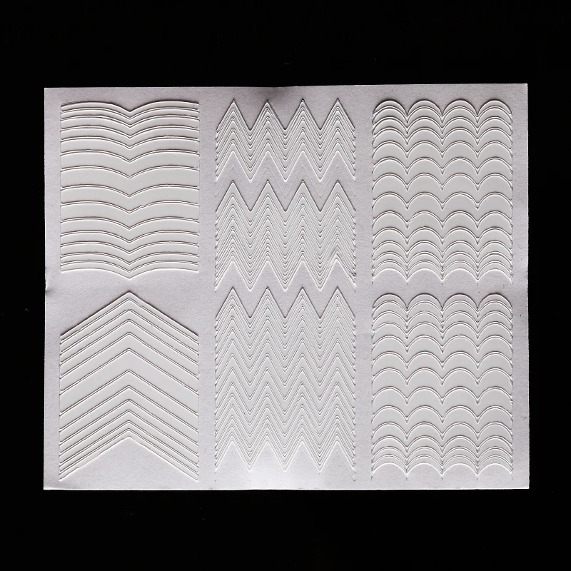 Monja 12 стиль дизайн ногтей французская улыбка геометрический полый трафарет