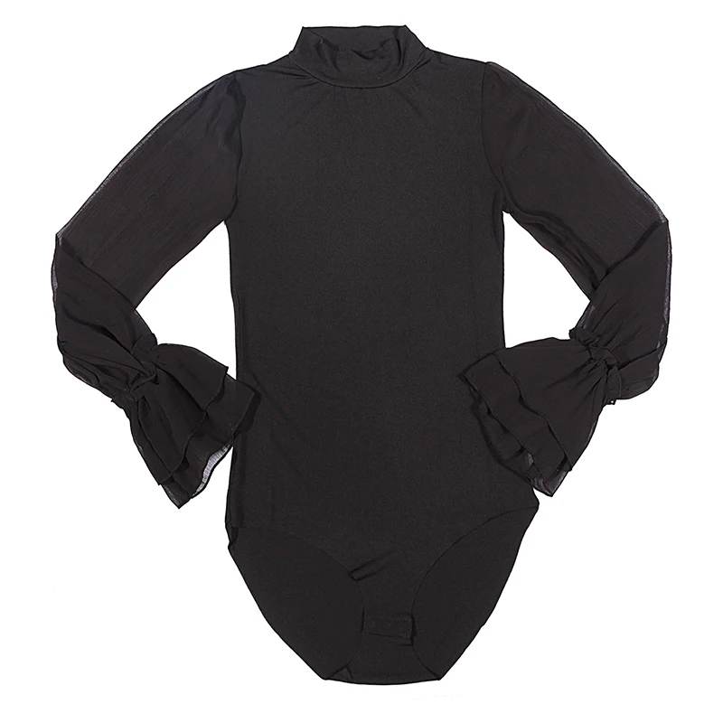 Женское облегающее боди комбинезон рубашки 2018 года элегантные с длинным рукавом