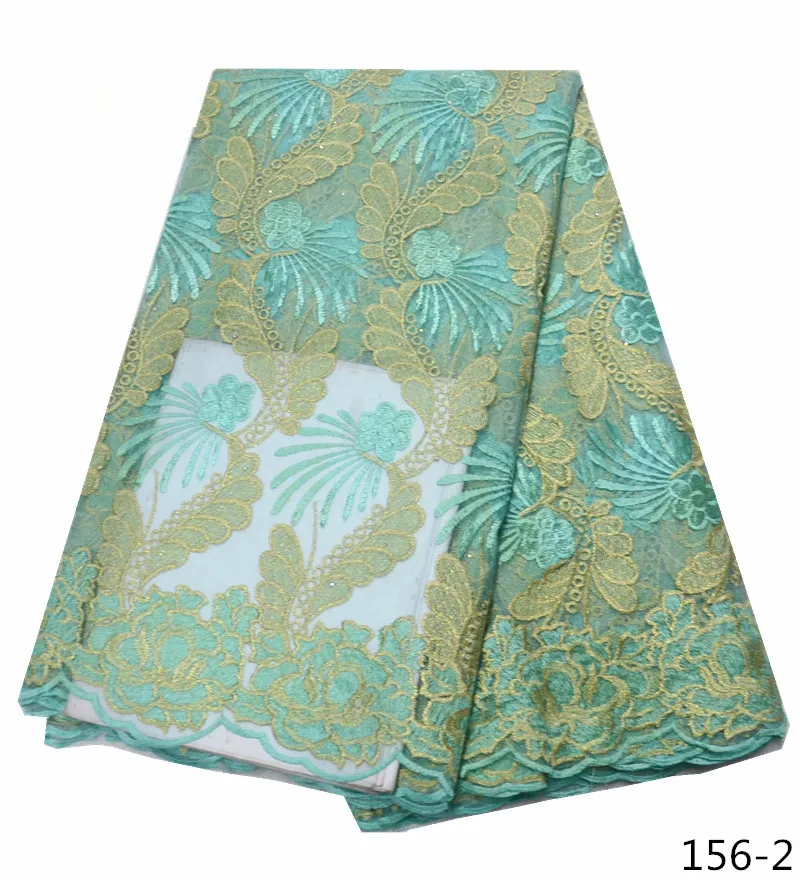

African Lace Fabric Green Color French Laces Fabric With Nice Flower Embroidered Nigerian Lace Fabrics For Wedding Dresses 156