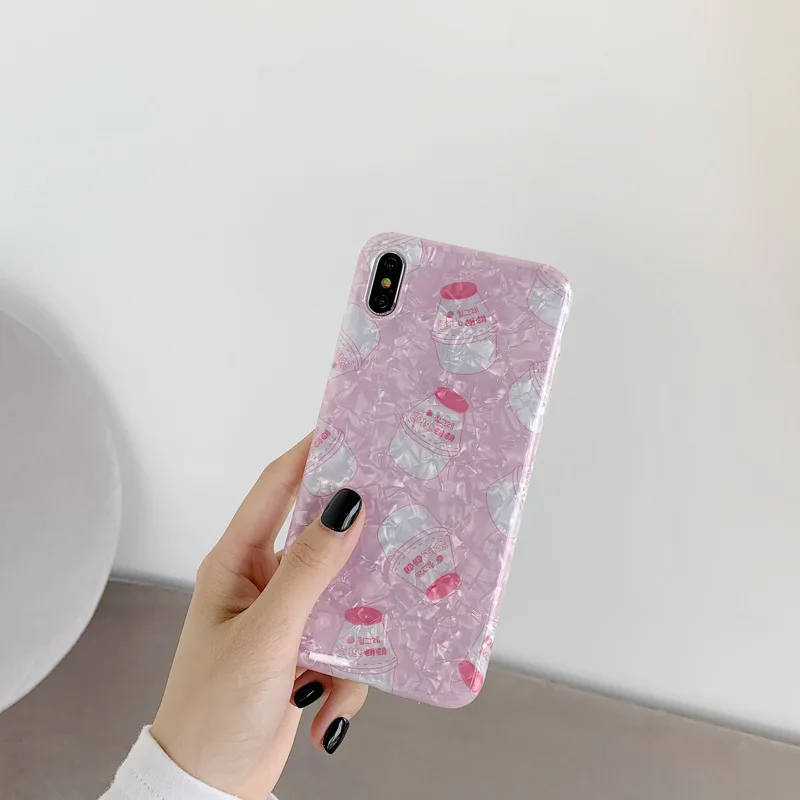 Корея девушка розовый клубника напиток iPhone exsmax Чехол для мобильного телефона