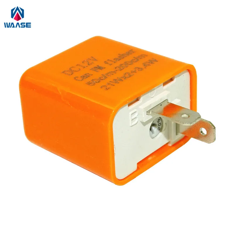 

waase Motorcycle 12V 2 Pin Adjustable LED Turn Signals Relay Flasher Frequency Fix Motorbike Flash