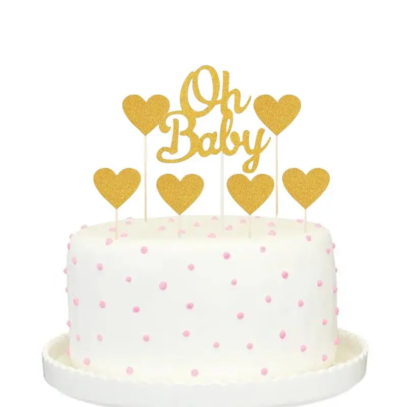 7 шт. торт Топпер блеск Oh Baby Love Сердце Форма Украшения для кексов пики капкейков