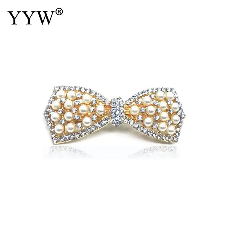 2 шт. элегантные заколки для волос с бантом пластиковые жемчужины и стразы