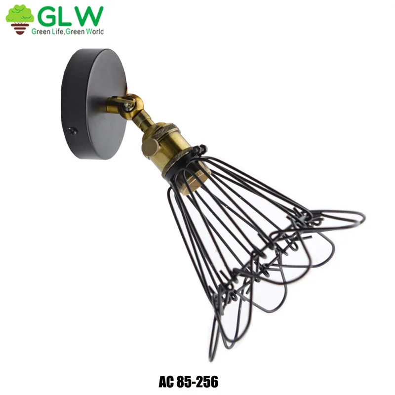 GLW светильник для прихожей коридора лофт ретро черный дома железная клетка