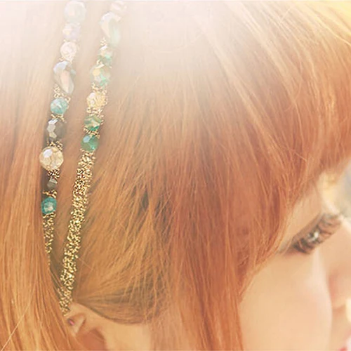 Ободок для волос Женский разноцветный нестандартный с кристаллами и бусинами