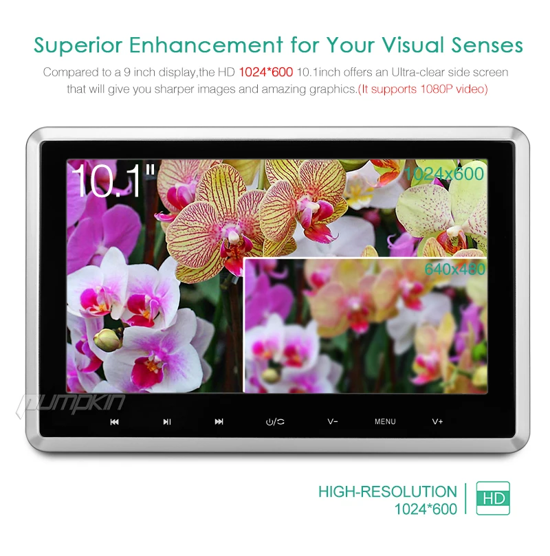 Тыква 10 дюймов dvd-плеер автомобиля подголовник HD цифровой TFT Экран Мониторы с HDMI