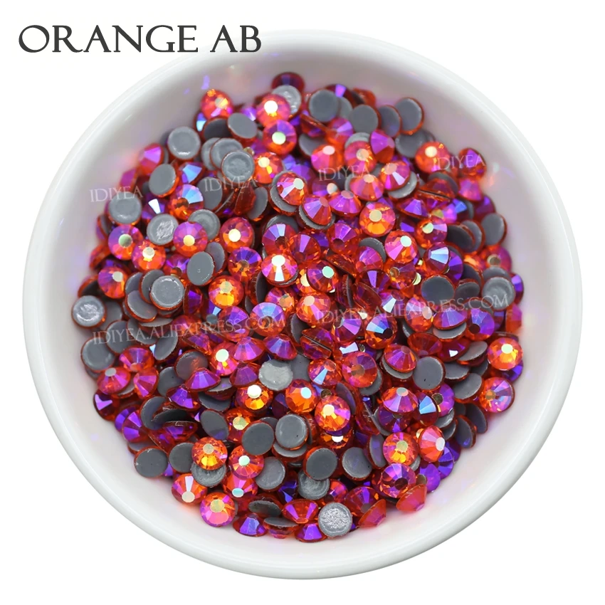 Оранжевые стразы AB с плоской задней стороной горячей фиксации кристалл страз